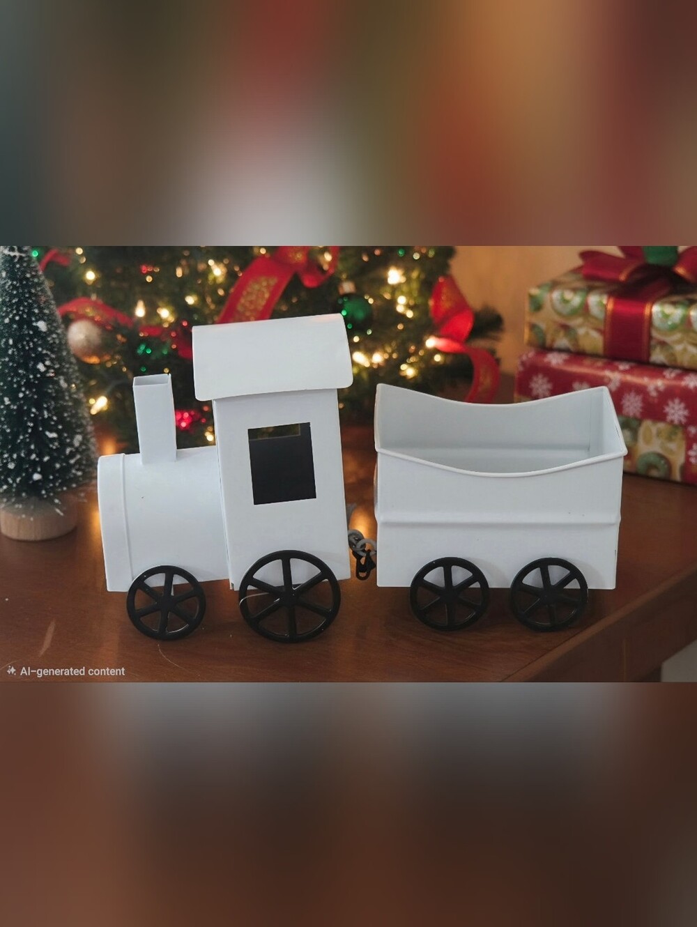 New Train Decoration Target Bullseye Small White Metal Train Holiday Christmas